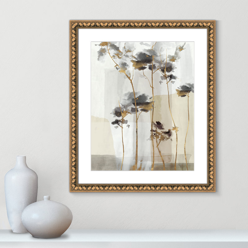 Impression Golden Zen II par Eva Watts, L 22,5 po x H 26,5 po, Matted Print, Perles de feuilles dorées