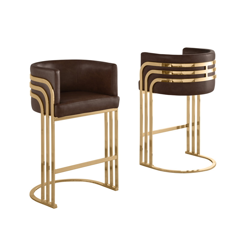 Tabouret de bar Teddy (24 po) et tabourets de bar (29 po) avec structure chromée, Espresso