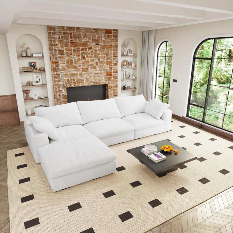 Canapé modulaire Cloud pour salon, canapé rembourré en duvet, H 34,6 po x l 160 po x P 40 po