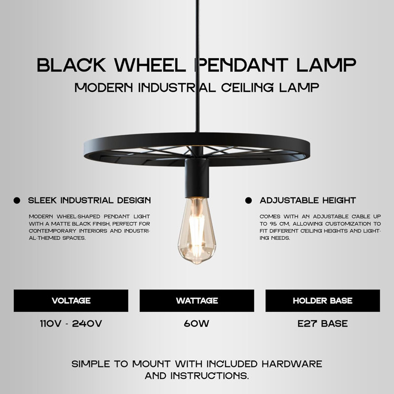 1 - Light Pendant, Black