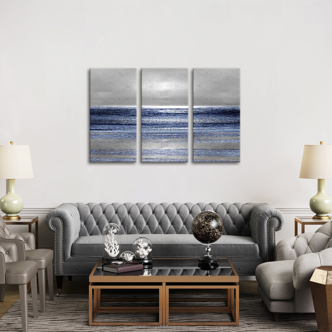 3-tlg. Leinwandbilder-Set Silver Seascape II von Michelle Matthews