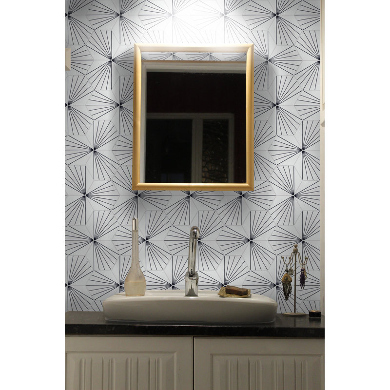 Spark C 7.87" x 9.09" Cement Patterned Wall & Floor Tile, Tangerine