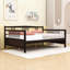 Lit de jour double en bois avec pieds centraux et espace de rangement sous le lit-12682995