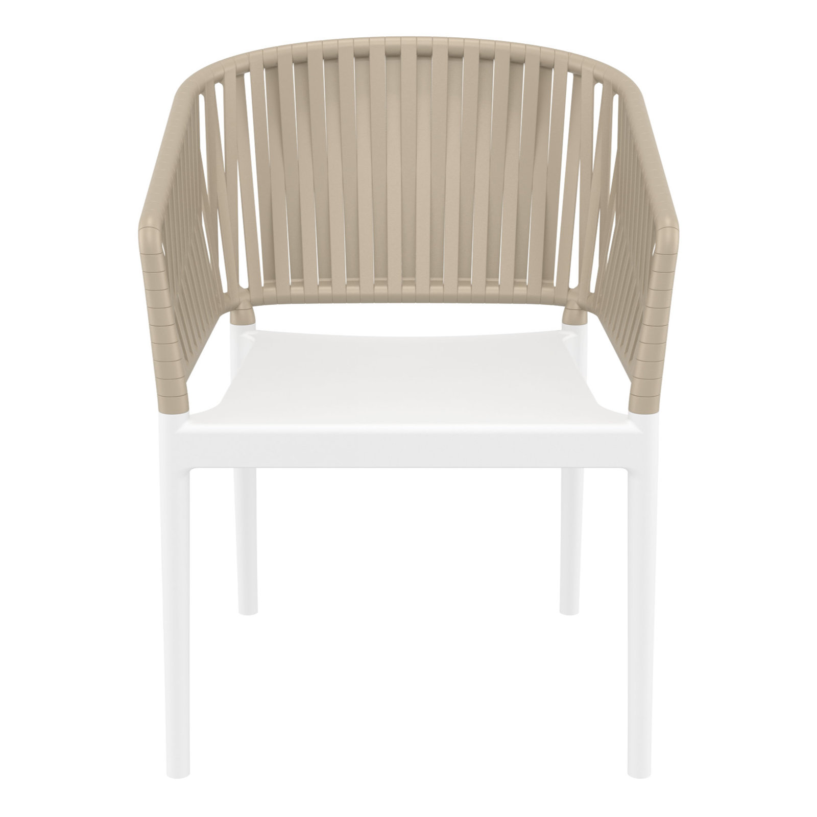 Newport Outdoor Stacking Dining Armchair, Taupe/White