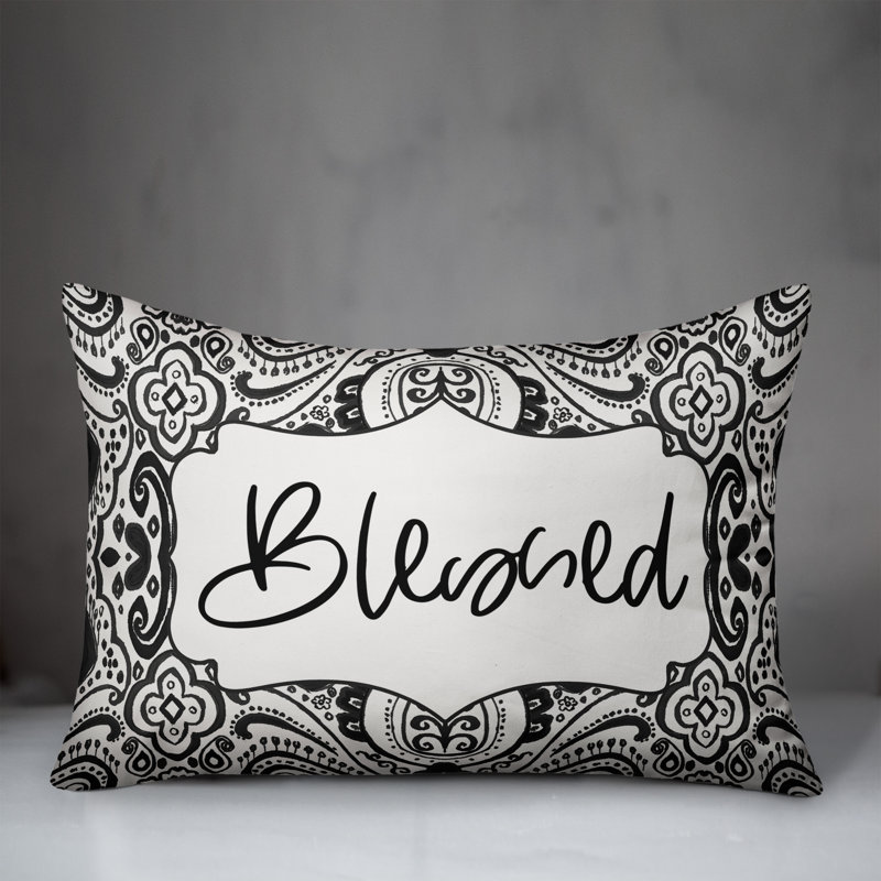 Paisley Outdoor Reversible Throw Pillow, Black