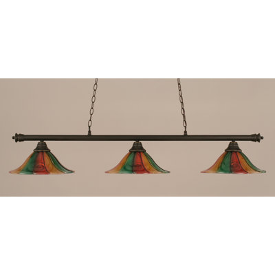 Mendez 3 Light Bar With 16" Mardi Gras Glass