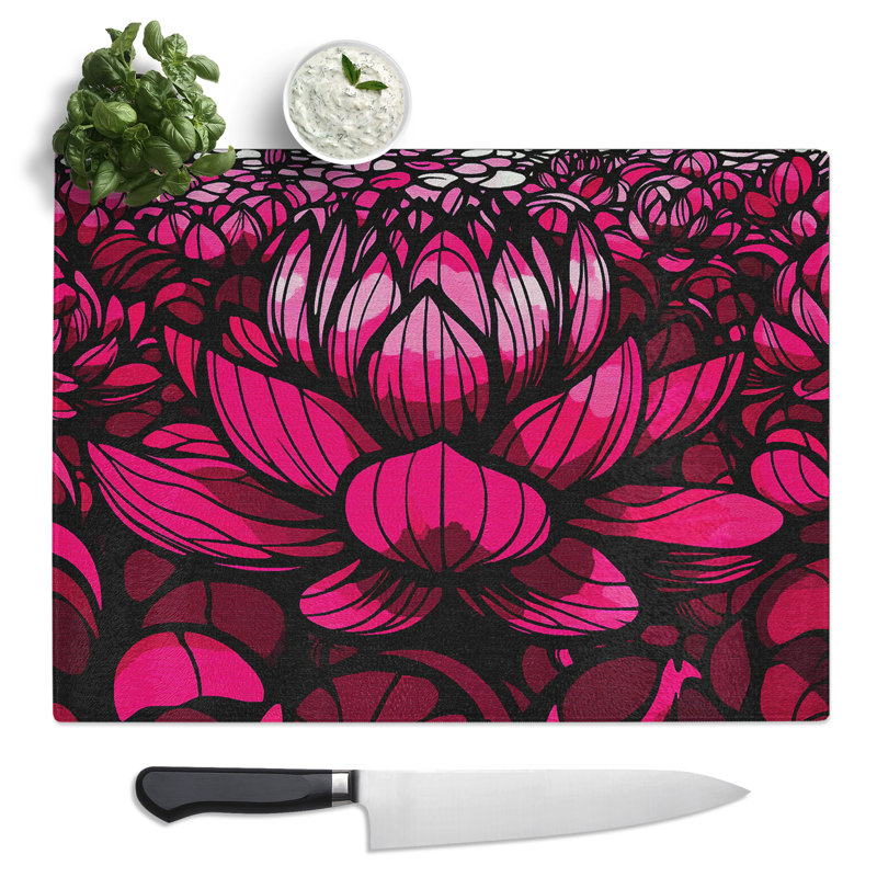 Lotus Flower Art Vol.4  Glass Chopping Board