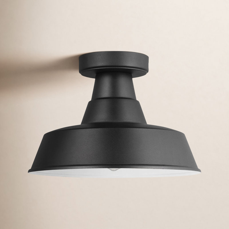 Blakeston 12" W Outdoor Semi Flush Mount, Black