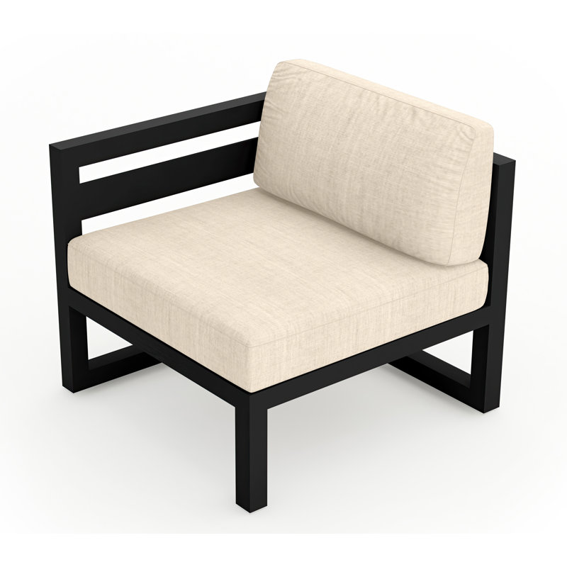 Avion Outdoor One Arm Lounge Chair, Canvas Charcoal Sunbrella® Canvas, Black