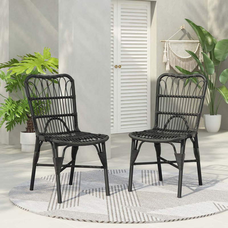 Chaises de patio pour l'extérieur en osier, Gris