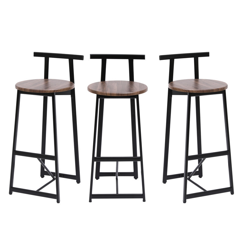 Ensemble de 3 tabourets de bar, hauteur comptoir. Noir et brun noyer Chaises ergonomiques confortables. Fabrication en métal, capacité de 220 lb. Polyvalent pour plusieurs endroits. Design moderne. Facile à assembler 3