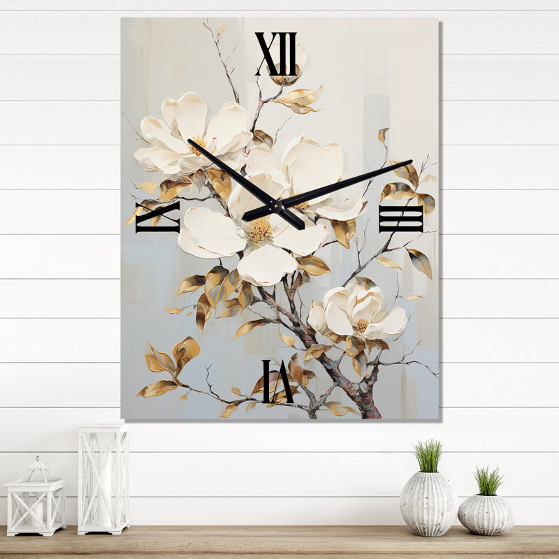 Horloge murale Haeun - Magnolias, Moyen