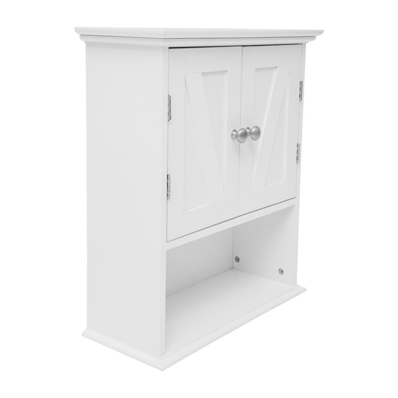 Armoire à pharmacie murale Dune Farmhouse avec tablette réglable et portes doubles, Blanc