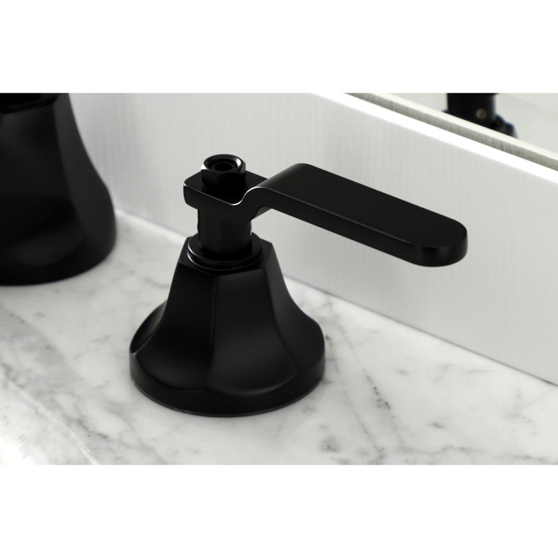 Robinet de salle de bain espacé Kingston, Noir mat, Levier