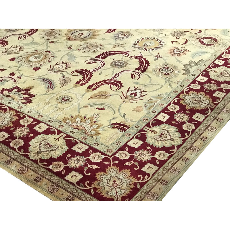 Tapis ivoire noué à la main de haute qualité
