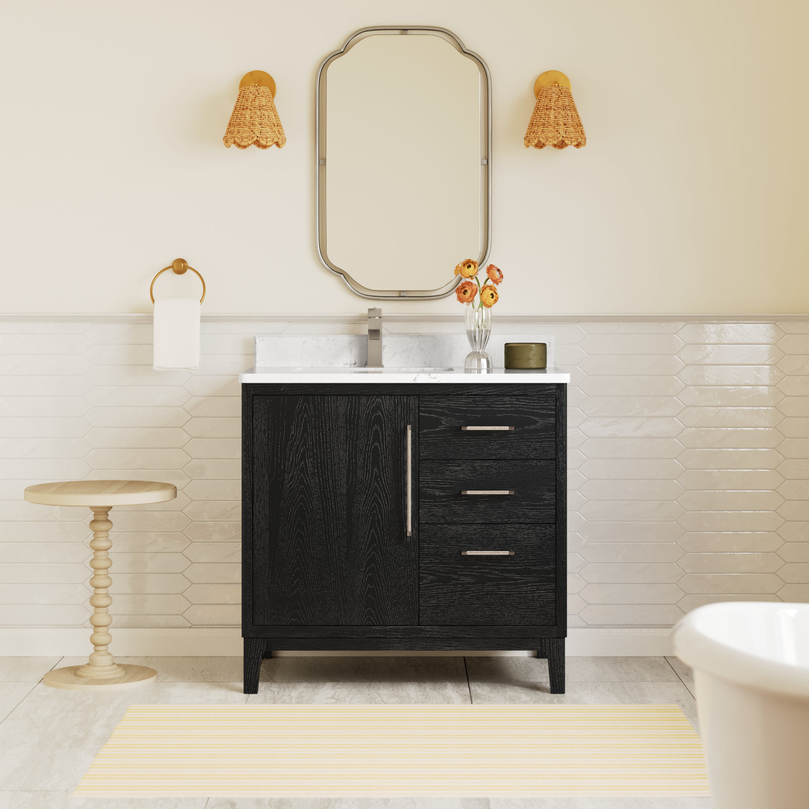 Langosta 36" Single Bathroom Vanity, Fir Wood Black