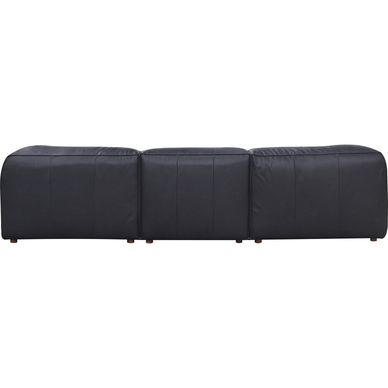 Form Astra 5 - Genuine Leather Modular Sectional with Ottoman, Tan Genuine Leather, 26" H x 112" W x 71.5" D