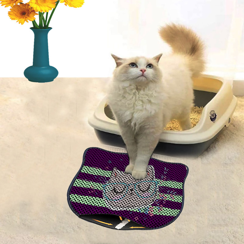 Tapis de litière durable pour chat, 15,7 po x 19,7 po | 50% PVC / 50% polyester, lavable à la machine et passer l'aspirateur | Parfait pour un nettoyage facile, conception antidérapante pour garder votre maison propre et fraîche, idéal pour les propriétaires d'animaux de compagnie