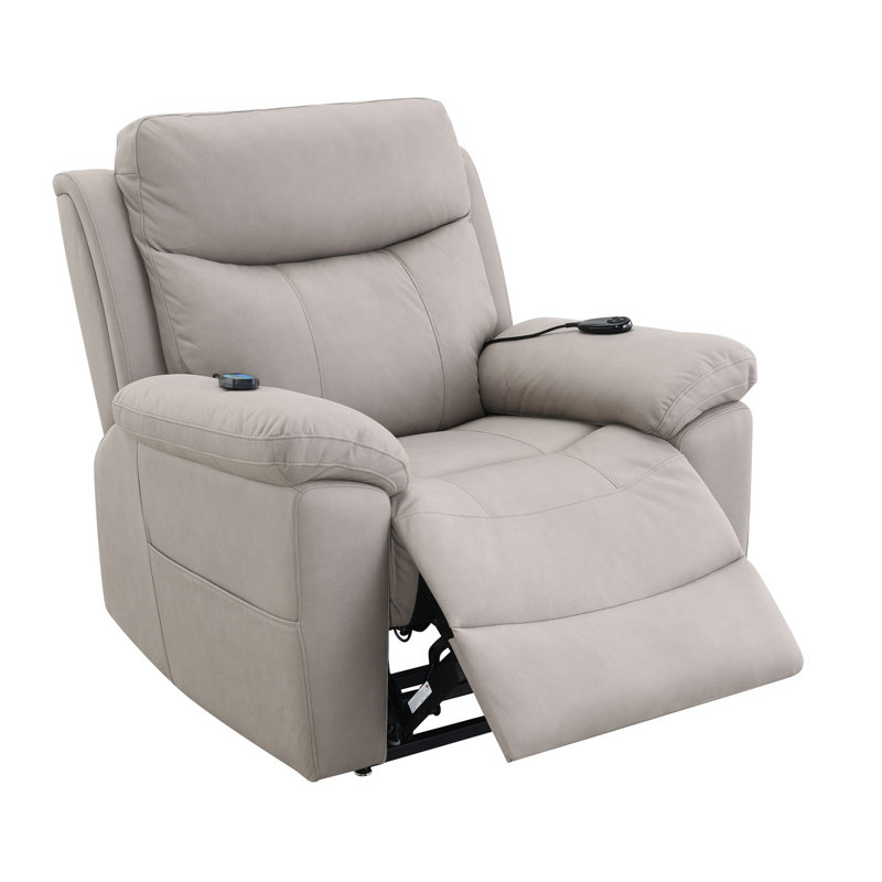 Fauteuil inclinable électrique en microfibre gris pâle polie avec fonction de levage, chauffage et massage