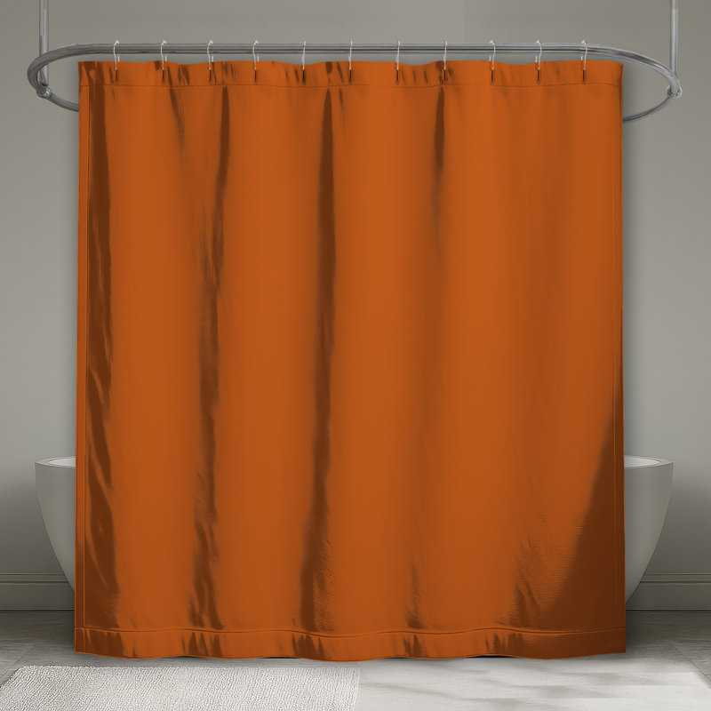 Rideau de douche uni à fond orange très long, 70 po l x 72 po H