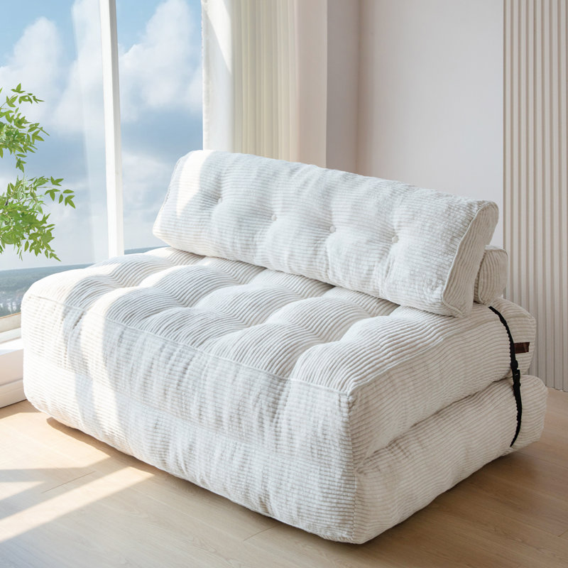 Boneless 8" Futon mattress, Folding Sofa Bed, Beige, Single