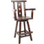Tabouret de bar rustique - Fabrication en bois de sapin, chaise avec dossier décoratif en étoile, repose-pieds, accoudoir large, tabouret de cuisine rustique, chaise de bistro haute pour salle à manger, restaurant, pub, 4 pieds
