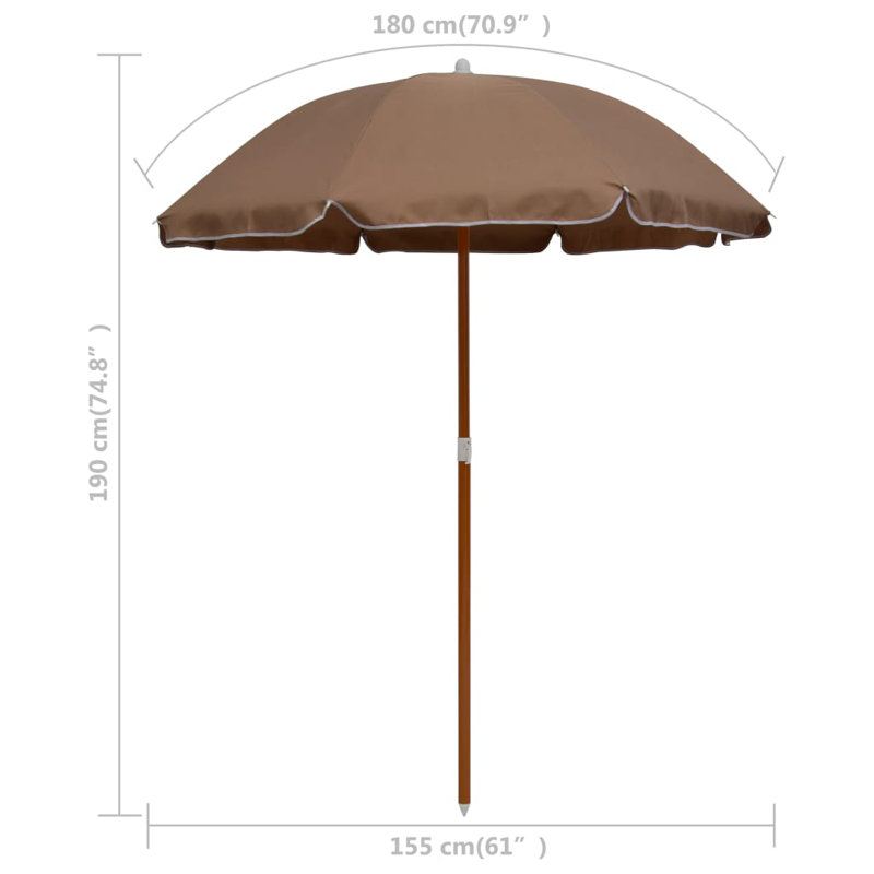 Parasol de plage Kelso, Brun, H 74,8 po x l 61 po