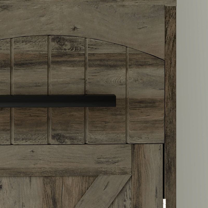 Tall Bathroom Storage Cabinet, Farmhouse Narrow Bathroom Storage Cabinet With Recessed Drawer And Barn Door, Linen Cabinet