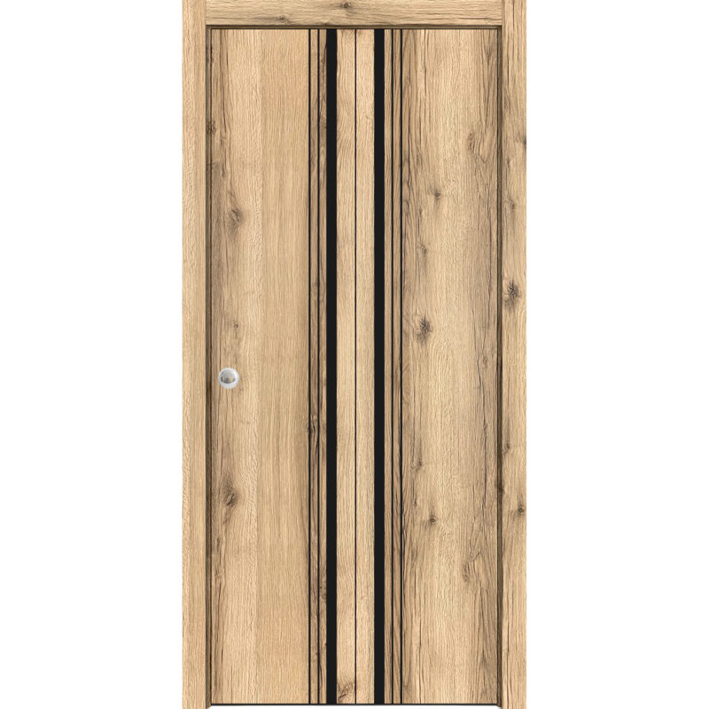 Porte pliante en bois massif massif, Chêne, 56 po x 84 po