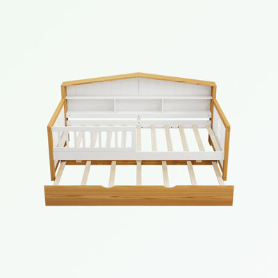 Twin Size wooden frame House Shape Bed with Trundle and Bookcase Headboard -  Harper Orchard, F8B996B854F8420B8B0ACB54983CAFF6