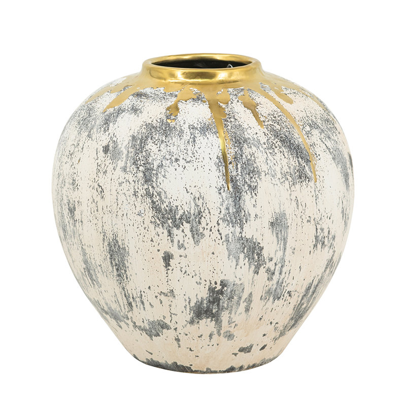 Flower Vase - Gold/Gray, 11.8" H x 11.8" W x 11.8" D