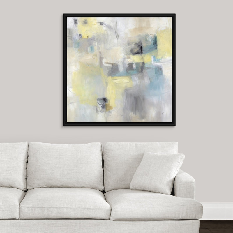 « light work », peinture sur toile, H 37,7 po x l 37,7 po x P 1,75 po, Cadre flottant noir