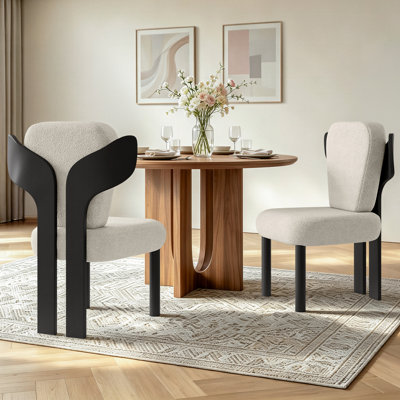 Brayden Upholstered Dining Side Chair with Wooden Legs (Set of 2)