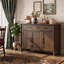 Buffet 47,2 "de large avec 2 tiroirs - Console noire avec tablettes réglables - Crédence de rangement à 3 portes - 5 pieds renforcés-465687058