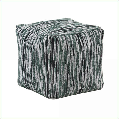 Ottoman, Modern Multi-Color Jacquard Fabric Pouf, Non-Slip Bean Bag Chair, 16x16x16" | Multicolor | Textile