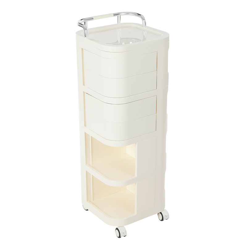 4 Tier Storage Cart 4 Drawers With Wheels-40.94In(H)*14.17In(W)*14.17In(D), Cream