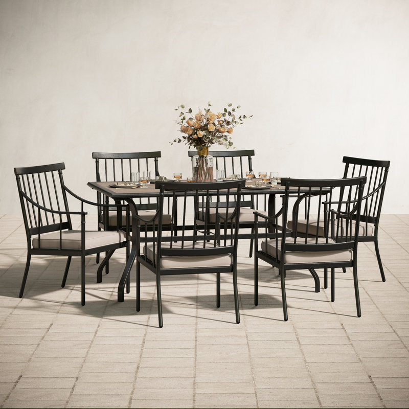 6 - Person Patio Dining Set with Rectangular Table , Cushions Included