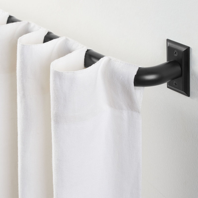 Mode Room Darkening Collection 1 in Diameter Blackout Curtain Rod Set with Steel Wall Mounted Adjustable Rod, Blocks Light, Fits 32 in To 90 in Windows