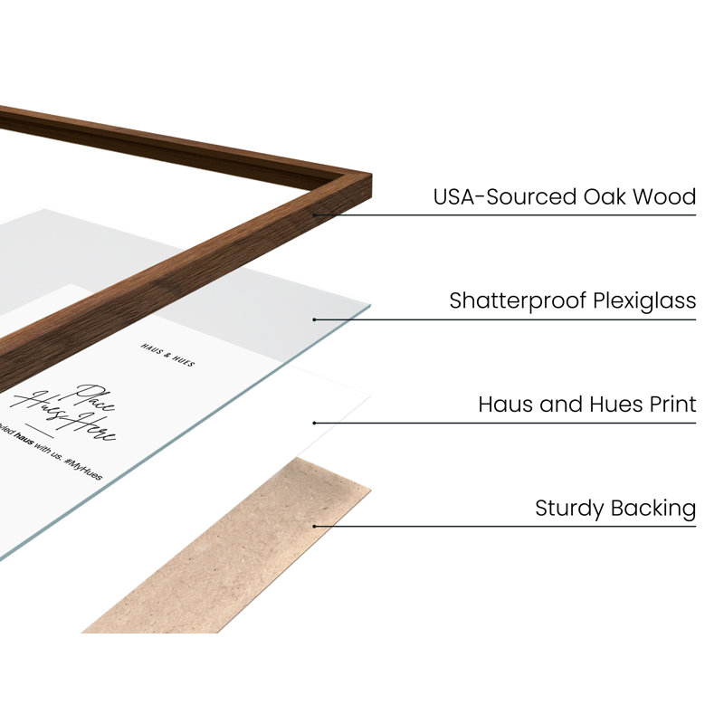 Classic Walnut Wood 24x36 Picture Frame with Plexiglass Cover