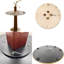 Ensemble de table de salle à manger 33 po de style contemporain de luxe avec piédestal en noyer rayé et base dorée - disponible en verre onyx minuit, texture arctique, brume du Sahara et finitions en marbre noir quadrillé-2113565925