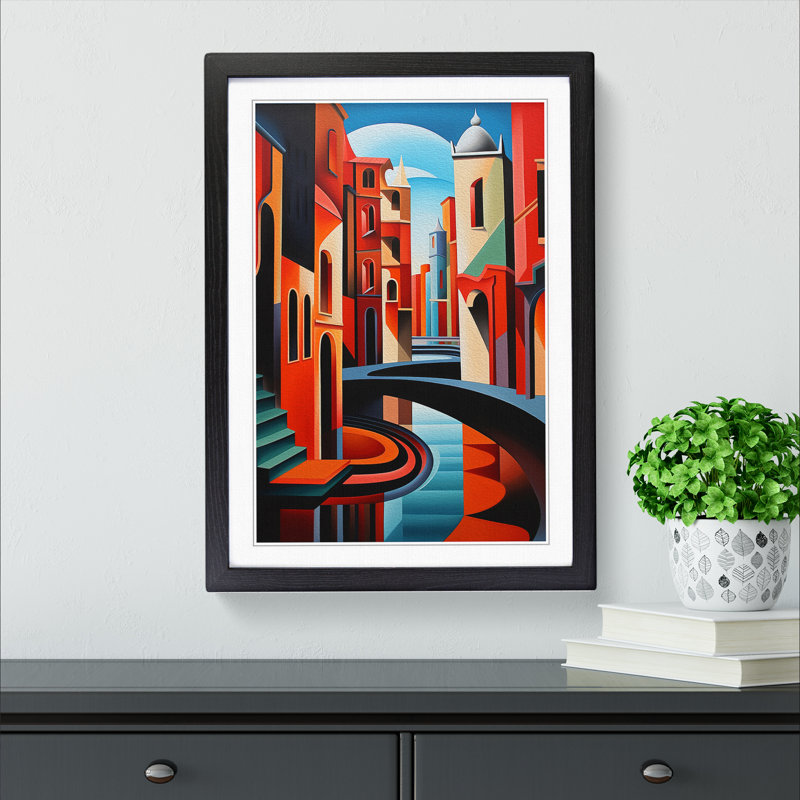 Venice Constructivism - Framed Print, 46cm H x 34cm W x 2cm D, Black