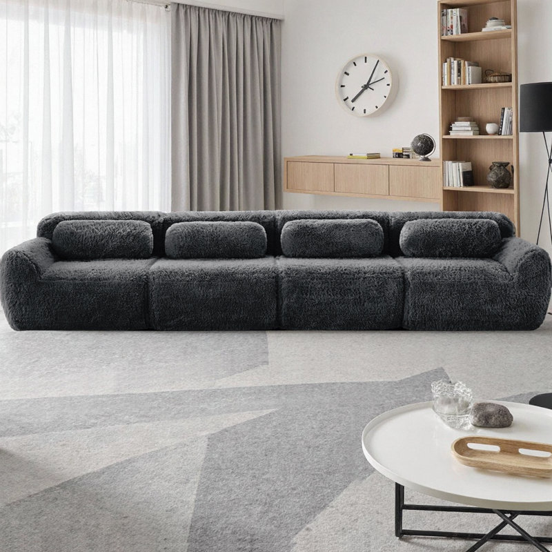 Canapé de 149 po en tissu moelleux doux et moelleux de 149 po, canapé modulaire modulaire avec éponge haute densité 32D, emballage sous vide à compression complète, combinaison libre pour la chambre à coucher, bureau