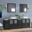  Meuble-lavabo autoportant moderne à double cuve 84 po avec plateau en marbre d'ingénierie et miroirs assortis-27042765