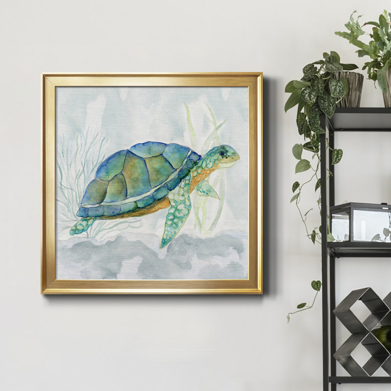 «Riding the Current I», peinture sur toile encadrée, Encadrement doré, H 34,5 po x l 34,5 po x P 1,5 po