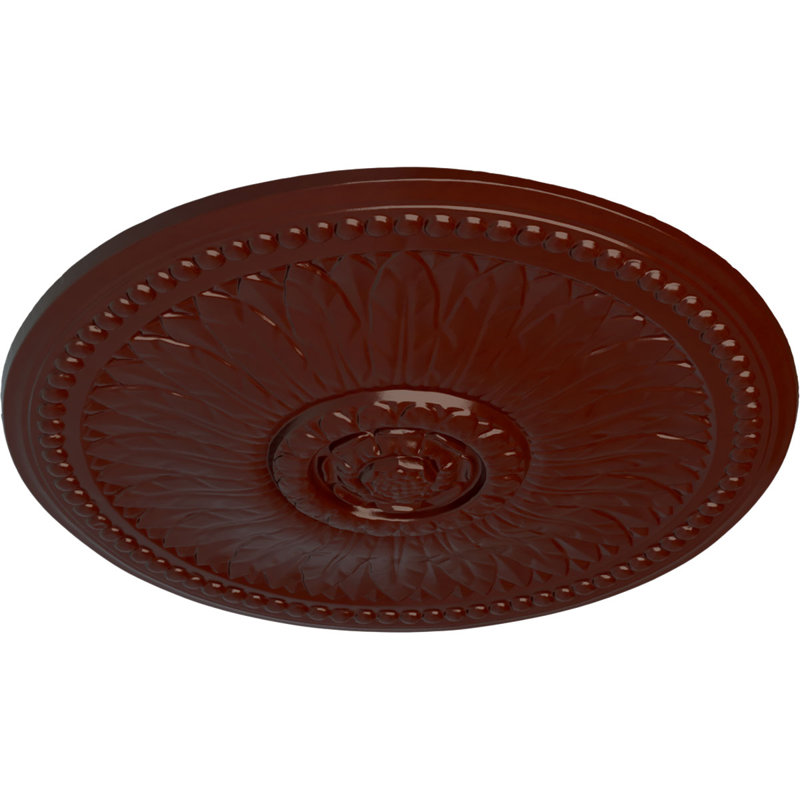 Endurathane Carlsbad Ceiling Medallion, 19 1/2"OD x 1 3/4"P, Hand-Painted Gold Finish, Brushed Mahogany