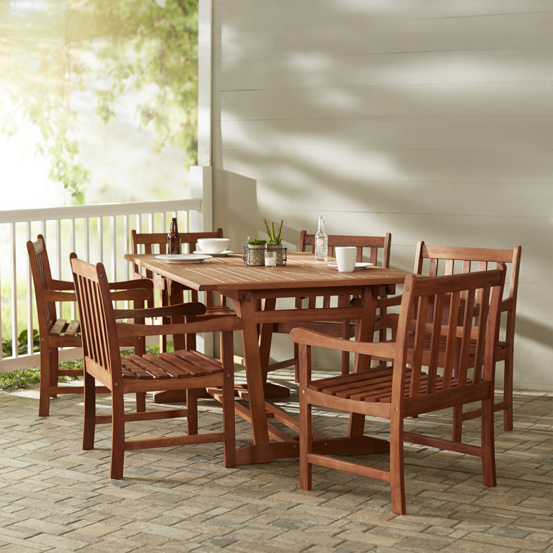 Ensemble repas d'extérieur en bois massif 7 pièces Anetria