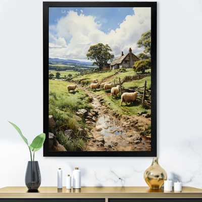 Reproduction d'art sur toile, "England England Sheep Grazingengland Landscape II"