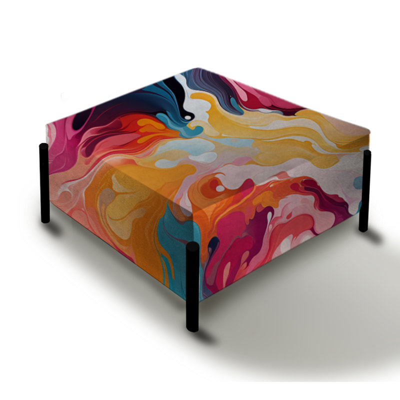 Grand repose-pieds carré abstrait Poupart Dynamic Brushstrokes