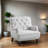 Auguust 34" Traditional Tufted Polyester Living Room Chair - Living Room Chair with Tufted Design, Elegant Nailhead Trim and Sturdy Espresso Wood Legs-2046758057