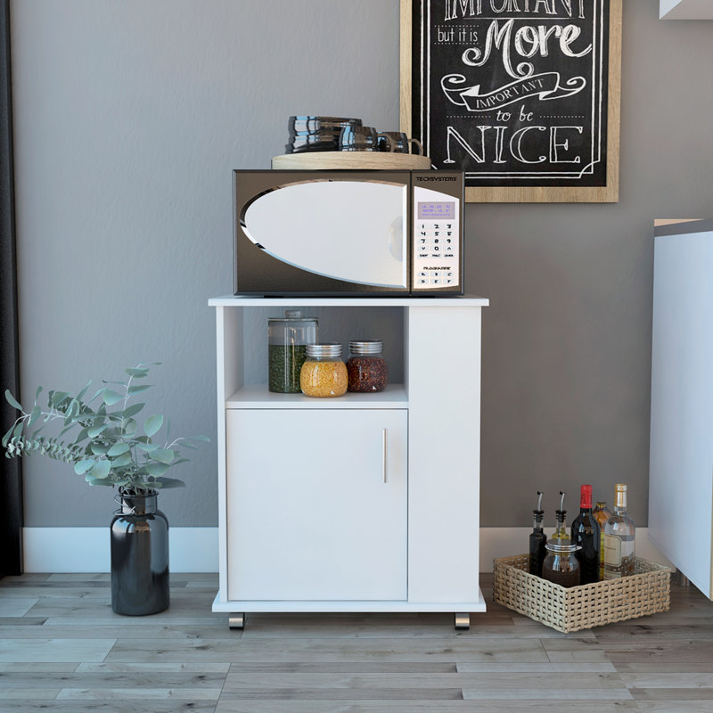 Armoire à micro-ondes à 4 tablettes avec roulettes blanc Design Design moderne et élégant